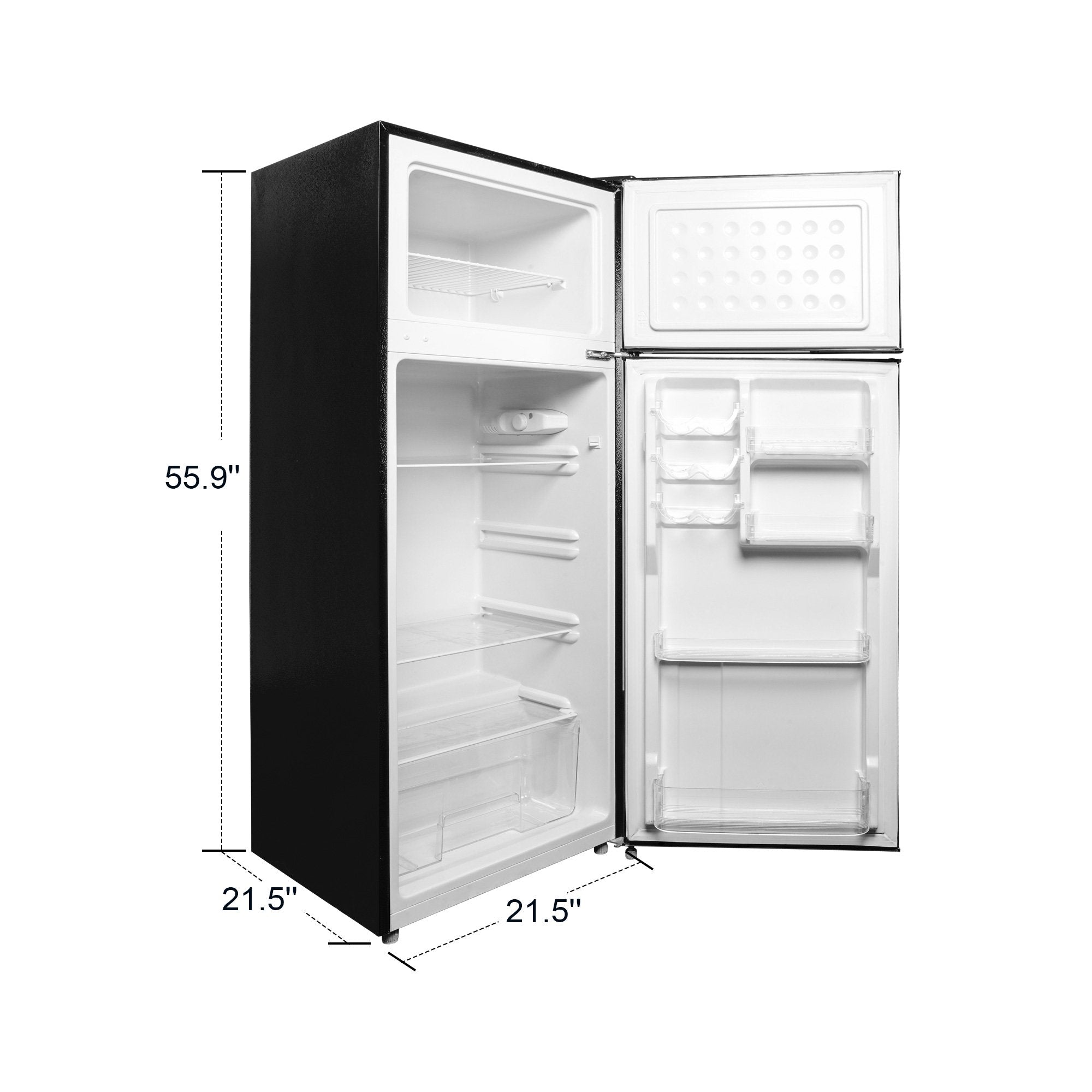 E-Macht 7.7 Cu Ft Mini Fridge with Freezer, Double Door Apartment Size Refrigerator