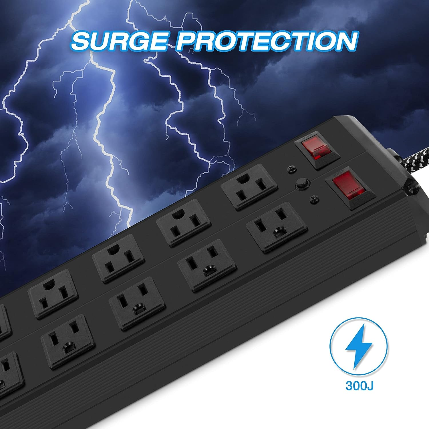 E-Macht Surge Protector Power Strip with Outlets Ports 6-Foot Cord for Home, Office -Black | e-macht.com