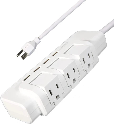 E-Macht Rotating Power Strip Surge Protector 1020 Joules 3 Outlet Extender with 4 USB Ports and 6ft Heavy Duty Extension Cord