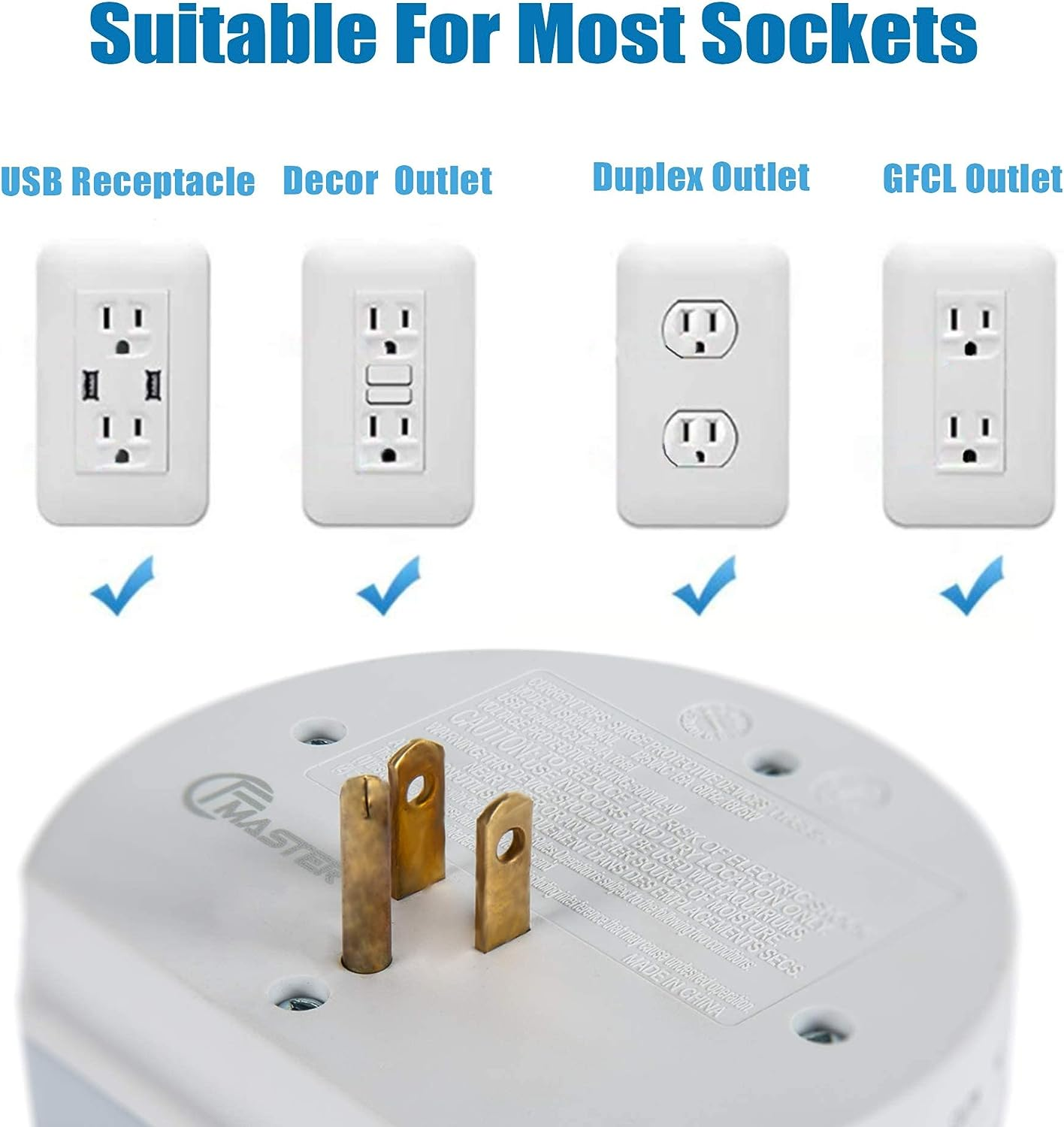 E-Macht USB Wall Outlet Extender, Surge Protector Wall Outlet Plug with 3 Outlet and 2 USB Port(5V/2.4A)