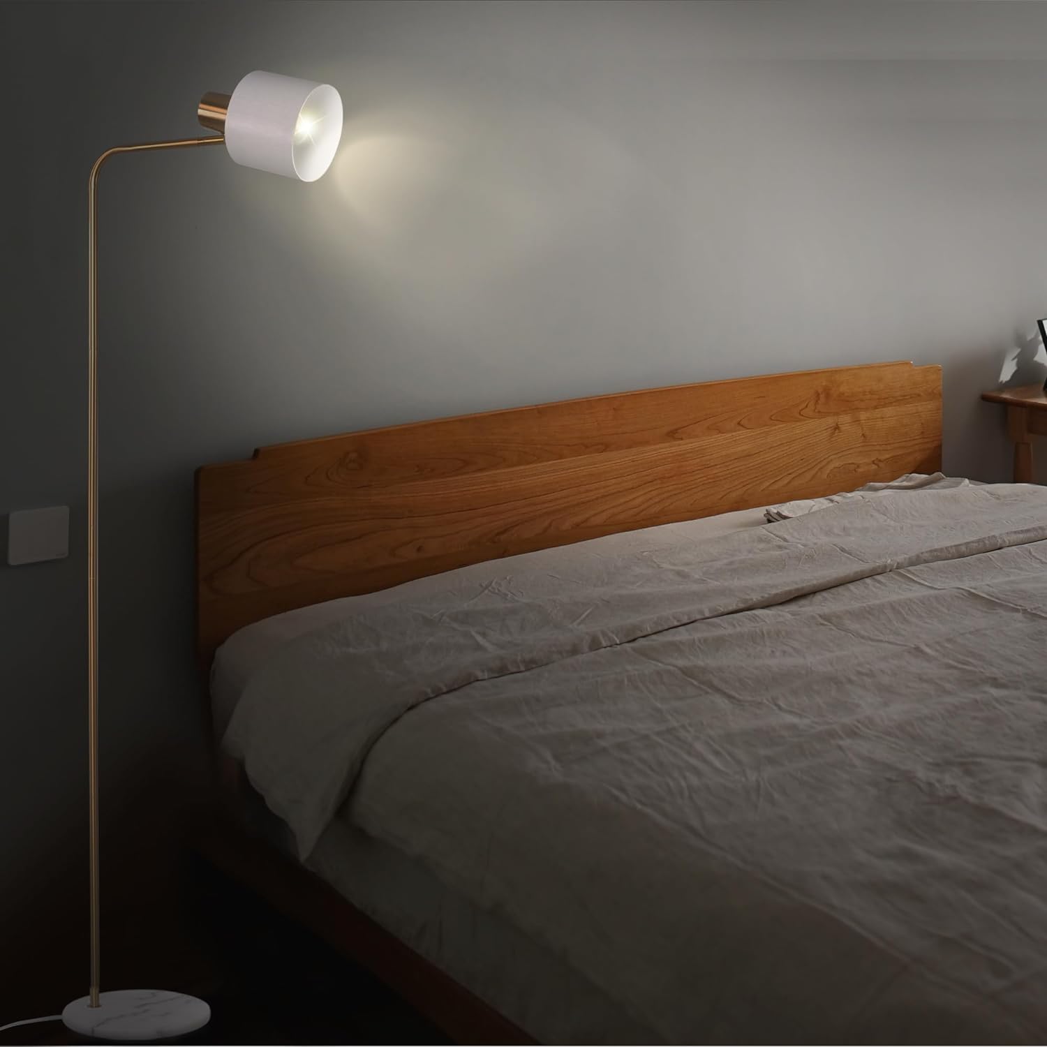 Standing Floor Lamps with 8W LED Bulb, Foot Switch & Adjustable Head,White
