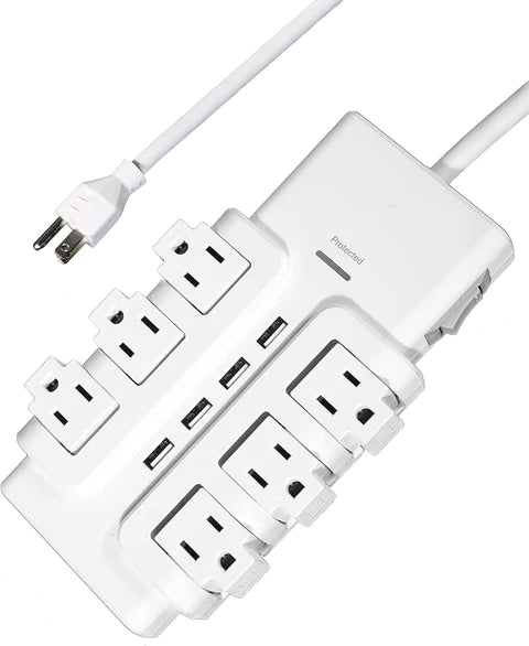 E-Macht 6 Outlets Extender Rotating Power Strip Surge Protector with 4 USB Ports and 6ft Heavy Duty Extension Cord Wall Mount for Home Office | e-macht.com