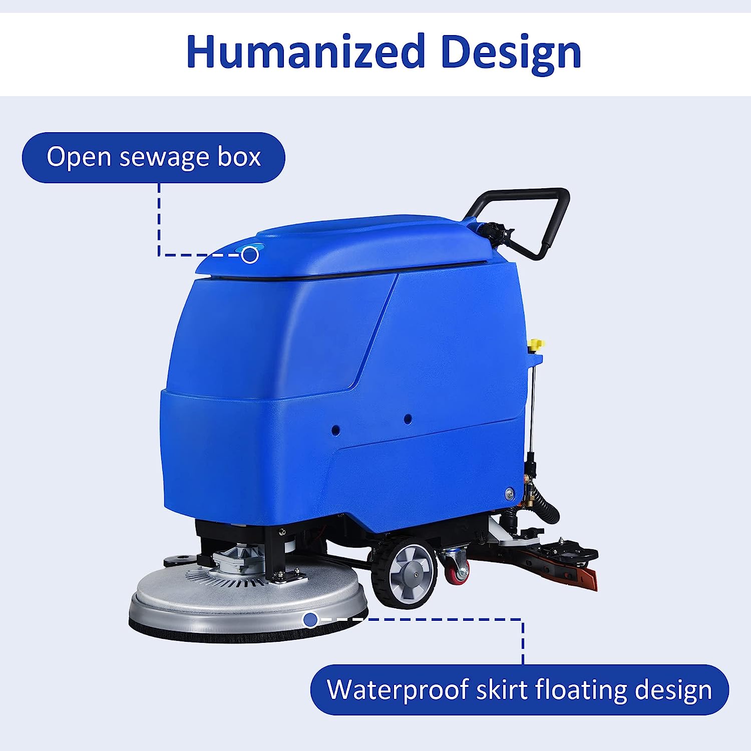 E-Macht Commercial Electric Floor Scrubber/ Dryer with Adjustable Handle with 20.8" Cleaning Path and 2 x 100amh Batteries for Efficient Cleaning
