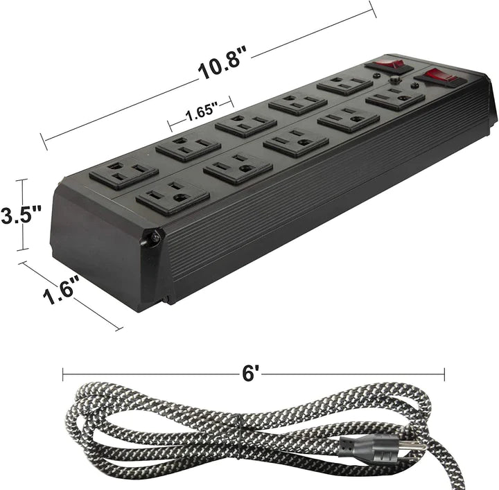 E-Macht Surge Protector Power Strip with Outlets Ports 6-Foot Cord for Home, Office -Black | e-macht.com
