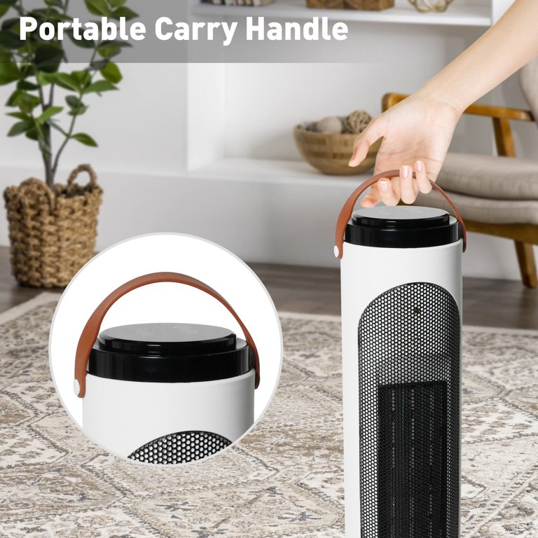 1500W PTC Fast Heating Oscillating Space Heater with Thermostat & Remote, 24h Timer