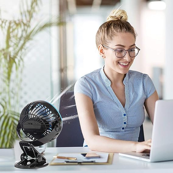 E-Macht Mini USB Powered Desk Fan can 360 degree rotation Fan Speed Adjustable, Personal Fan Strong Airflow and Quiet for Home Office | e-macht.com