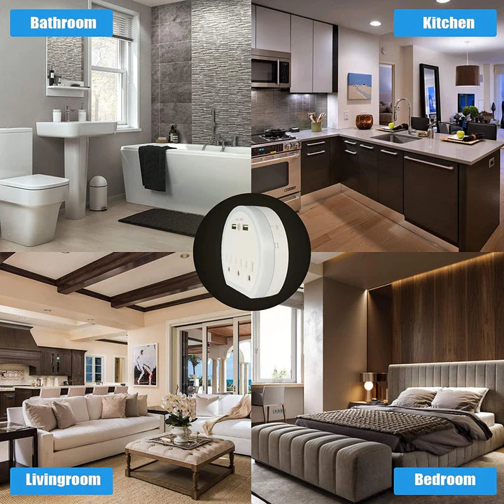 E-Macht USB Wall Outlet Extender, Surge Protector Wall Outlet Plug with 3 Outlet and 2 USB Port(5V/2.4A)