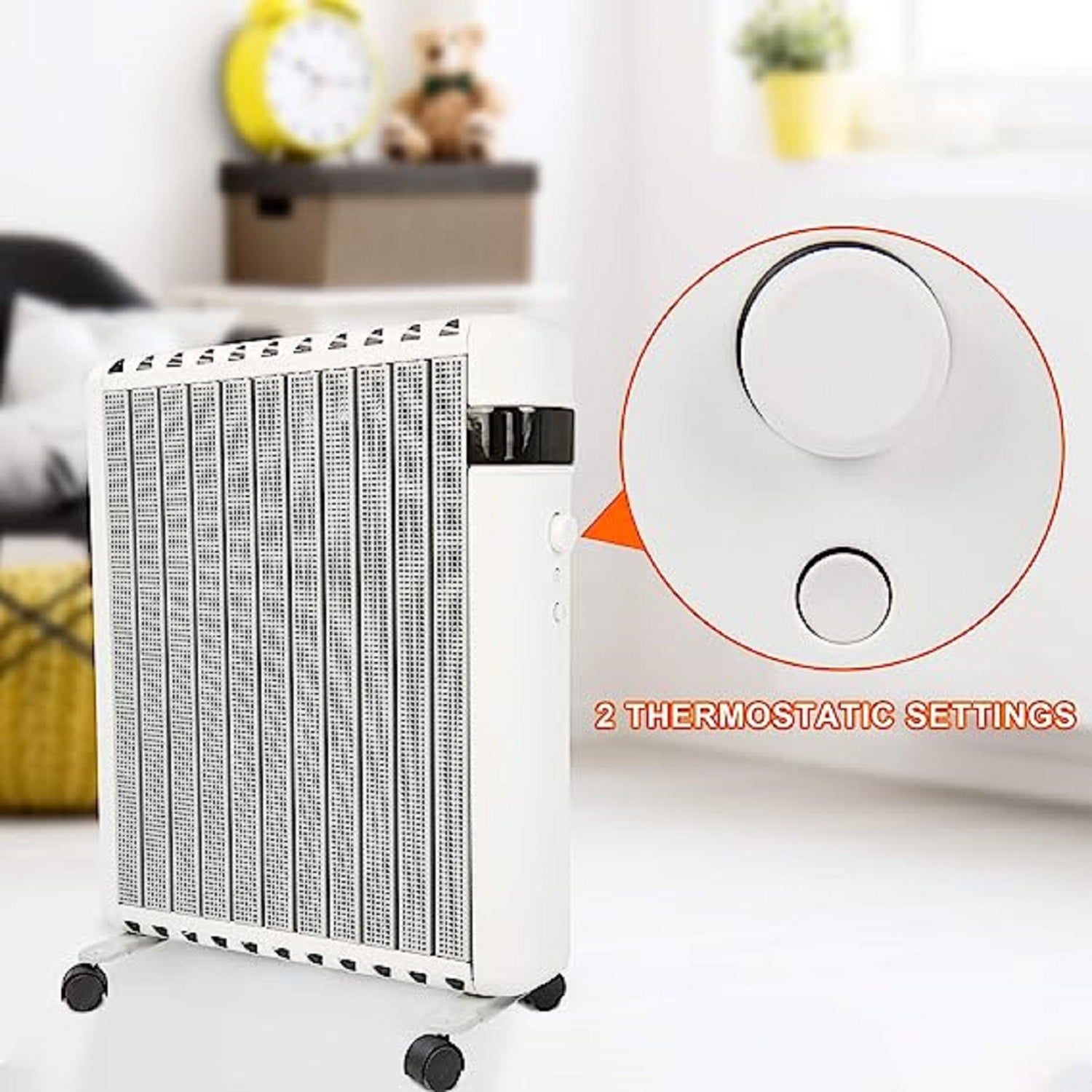 E-Macht Portable Space Heater, 1500w Adjustable Thermostat with Overheat Protection and Tip-over Protection
