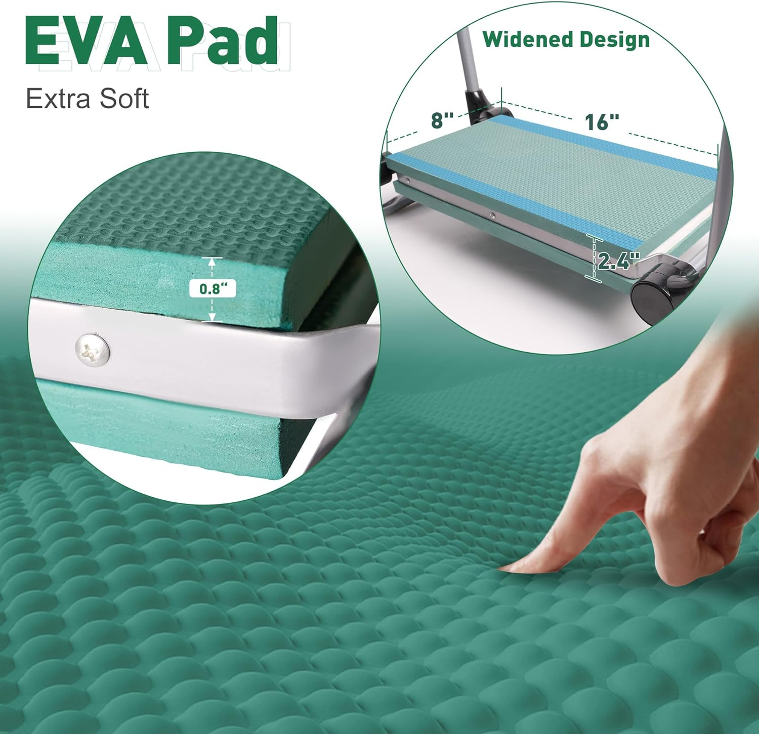 Ergonomic Upgraded Garden Kneeler and Seat, Foldable Gardening Stool with 2 Tool Pouches