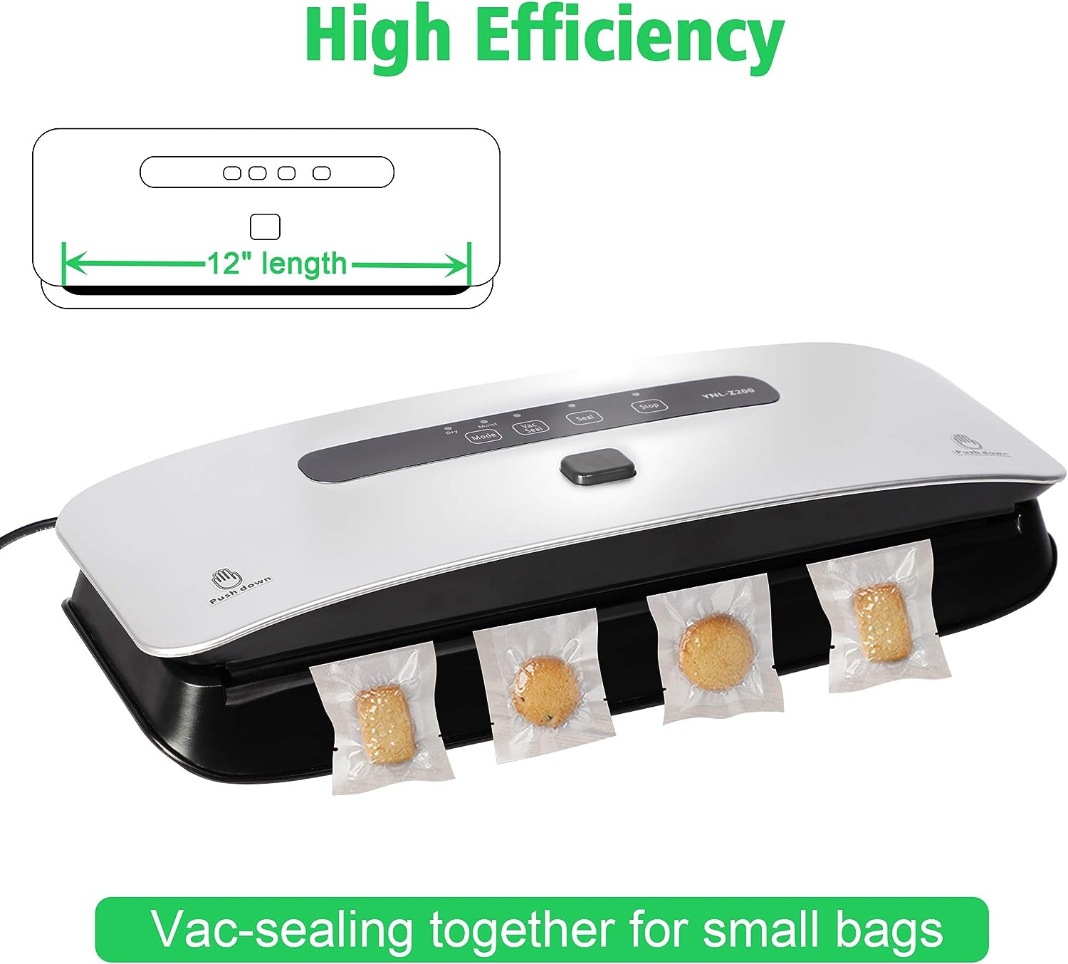 E-Macht Food Vacuum Sealer Machine Strong Suction Power Dry and Moist Mode Starter Kit for Food Preservation and Sous Vide