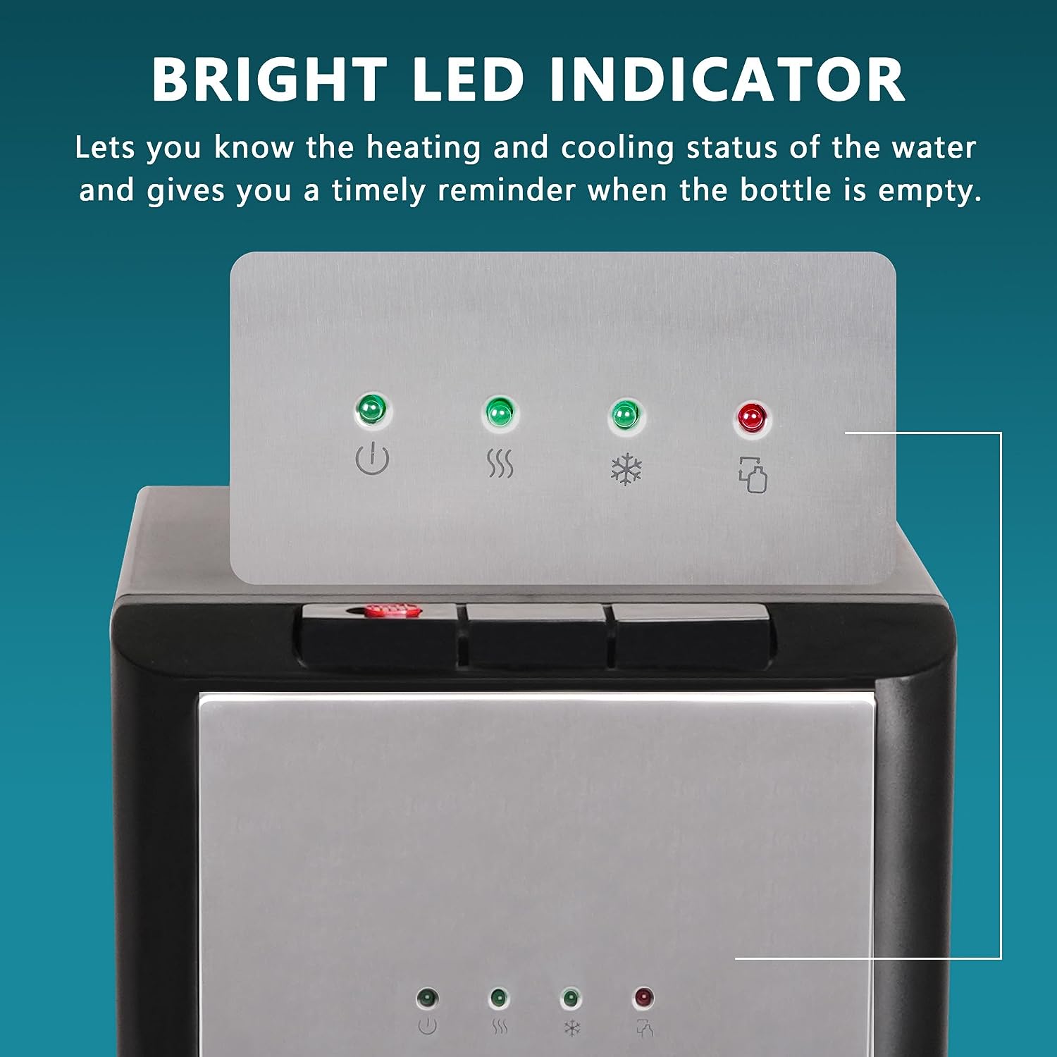 E-Macht 5 Gallon Bottom Loading Cold & Hot Water Cooler Dispenser with 3 Temperature Settings, Stainless Steel | e-macht.com
