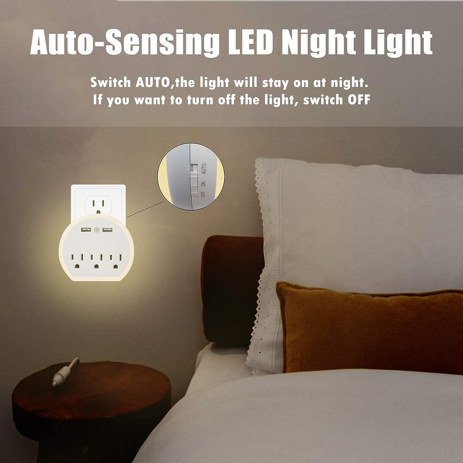 E-Macht USB Wall Outlet Extender, Surge Protector Wall Outlet Plug with 3 Outlet and 2 USB Port(5V/2.4A)