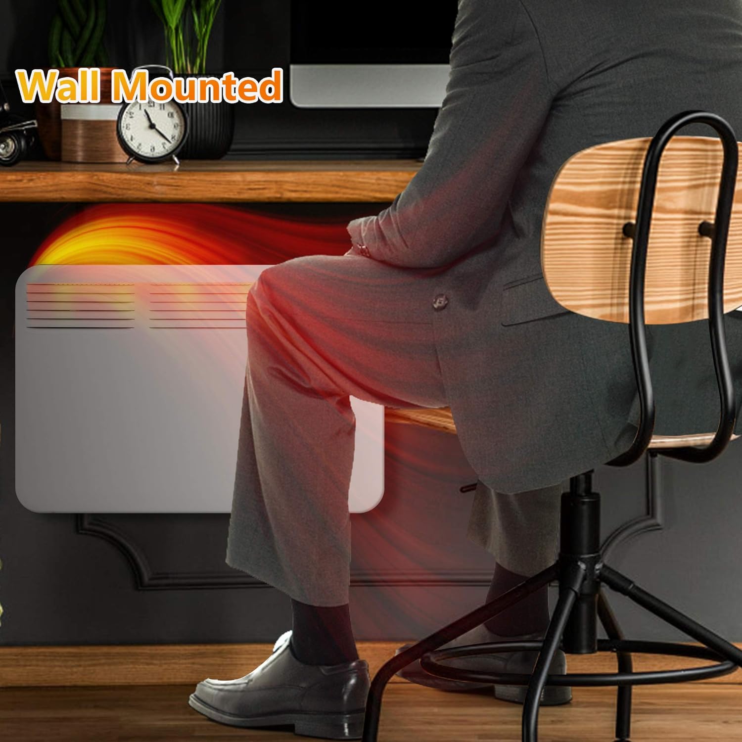 E-Macht 1000W Electric Convector Heater with Wheels Freestanding/Wall Mounted Smart Space Heater Panel