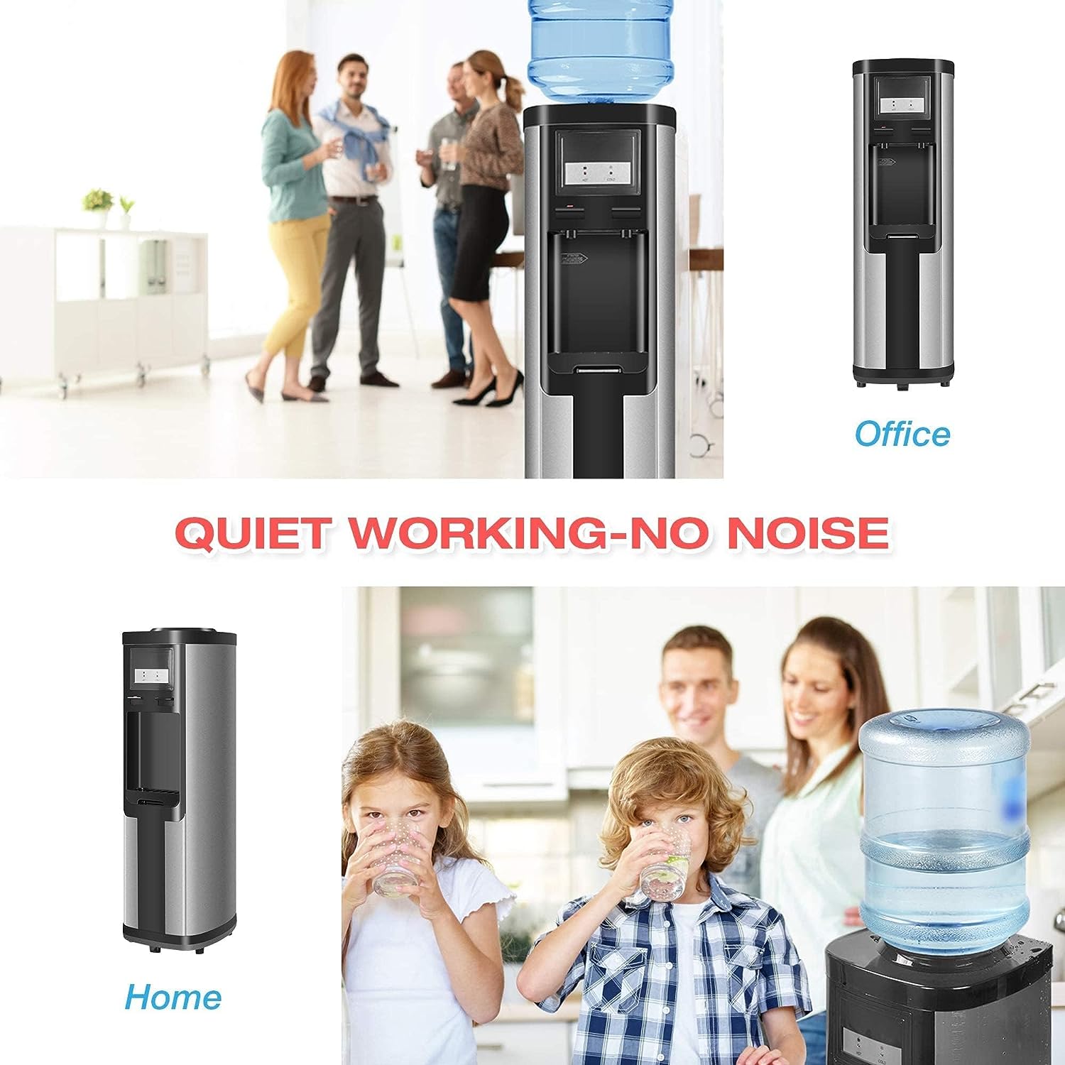 3-5 Gallon Top Loading Cold & Hot Water Dispenser, Black and Stainless Steel, ETL Listed, Child Safety Lock