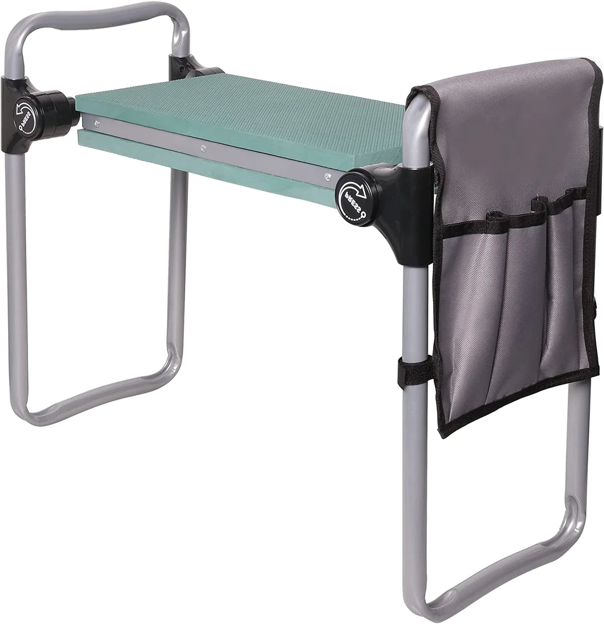Ergonomic Portable Foldable Garden Kneeler Bench with Tools Bag, Green