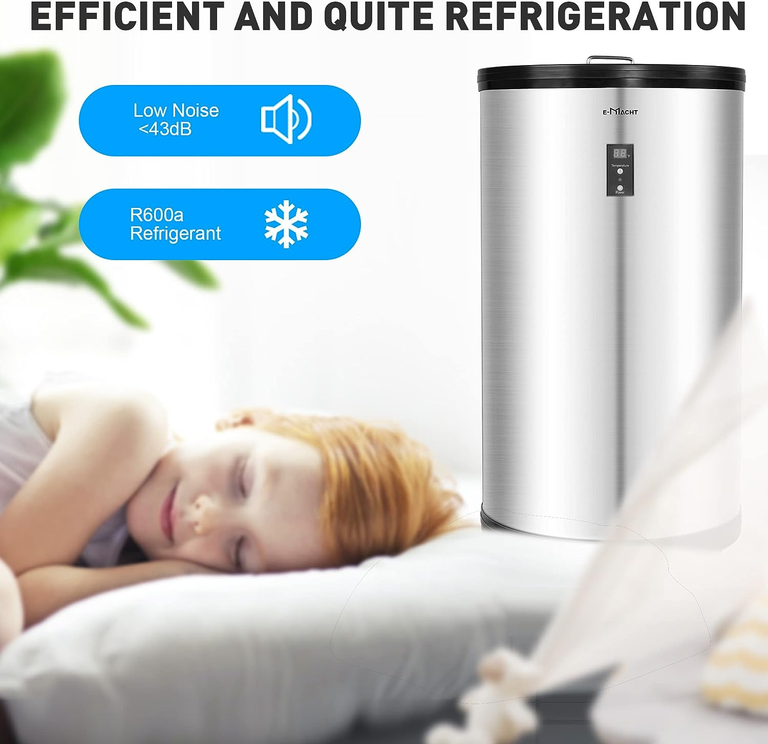 E-Macht 1.8 Cu.Ft Beverage Refrigerator Party Cooler Fridge with 4 Universal Wheels, Removable Baskets & LCD Display