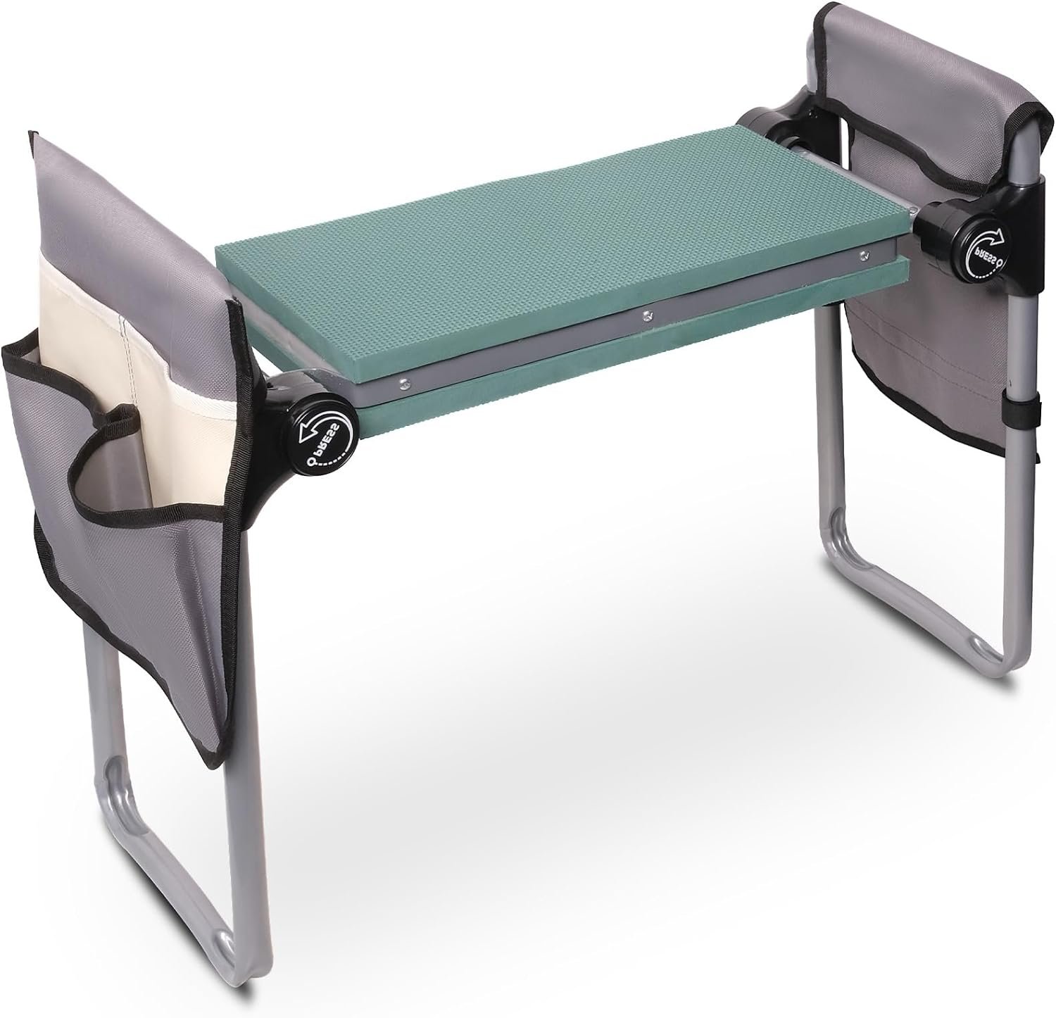Ergonomic Upgraded Garden Kneeler and Seat, Foldable Gardening Stool with 2 Tool Pouches