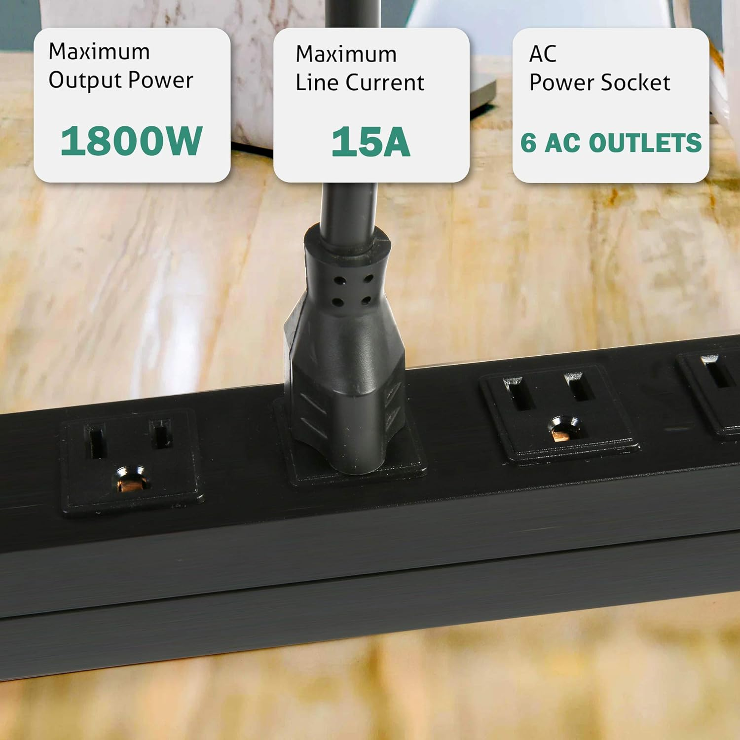 E-Macht 6 Outlet Heavy Duty Power Strip 2 Pack Metal Power Outlet