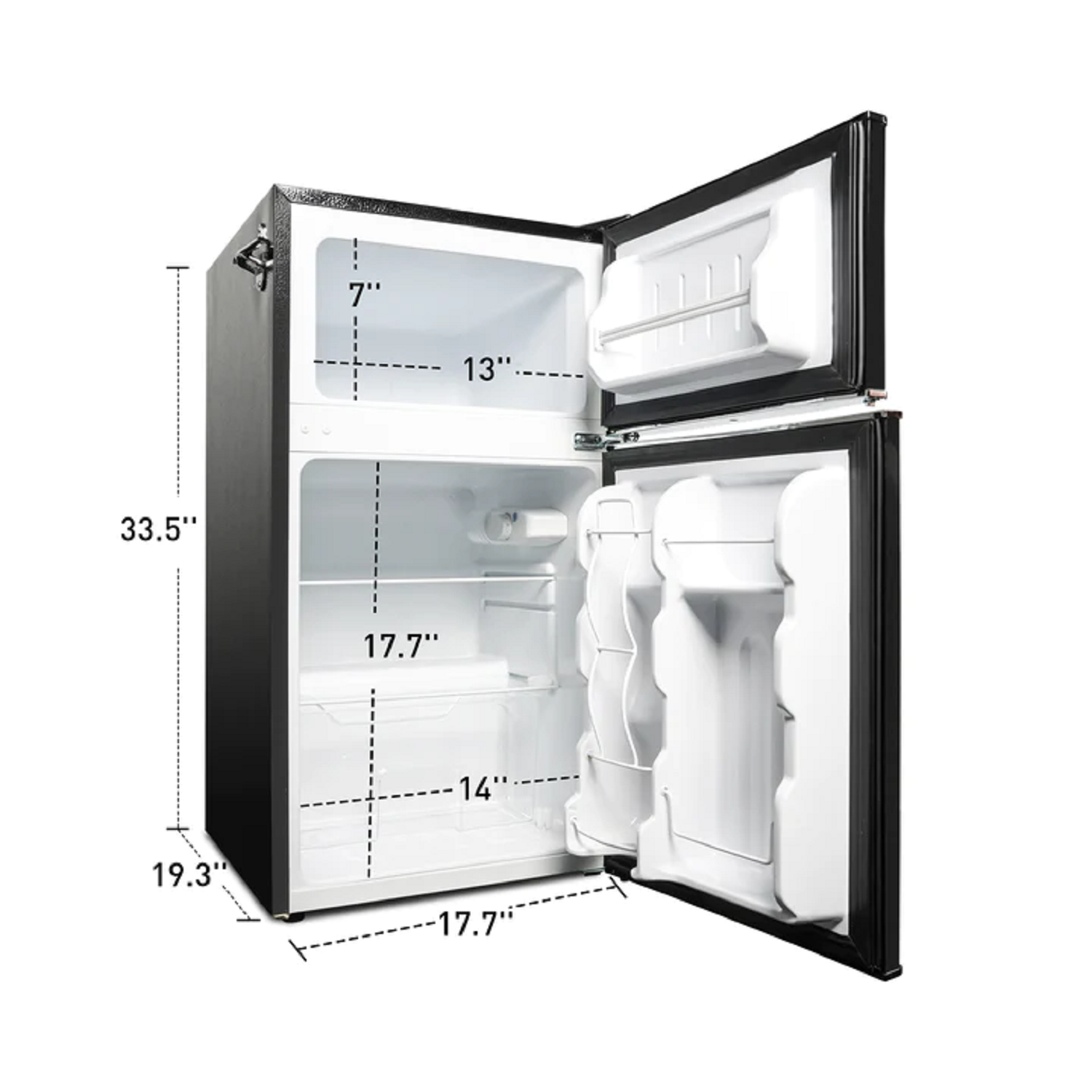 E-Macht Black Double Door Refrigerator, 3.2 Cu. Ft. Small Refrigerator, Adjustable Thermostat Control | e-macht.com