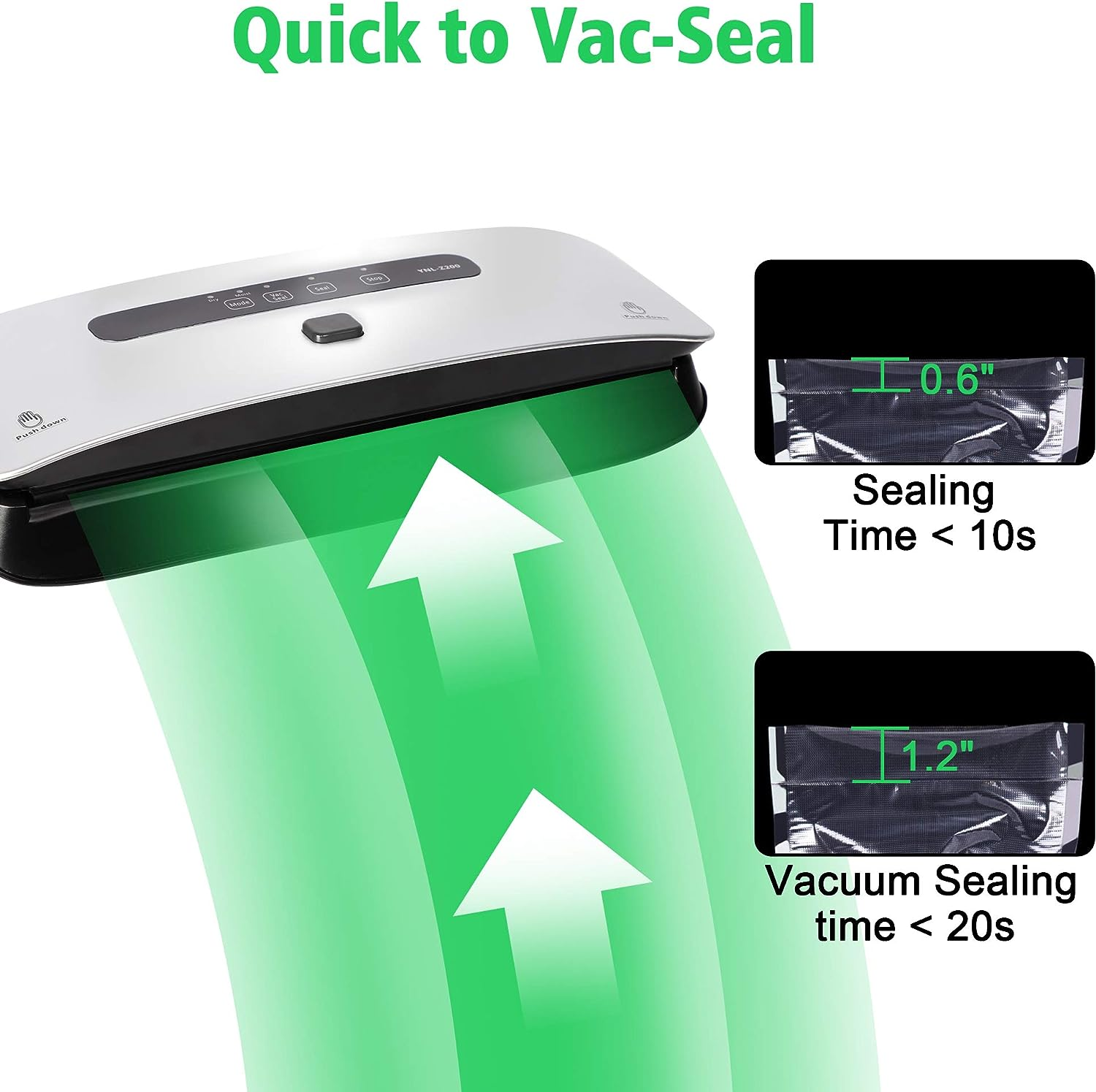 E-Macht Food Vacuum Sealer Machine Strong Suction Power Dry and Moist Mode Starter Kit for Food Preservation and Sous Vide