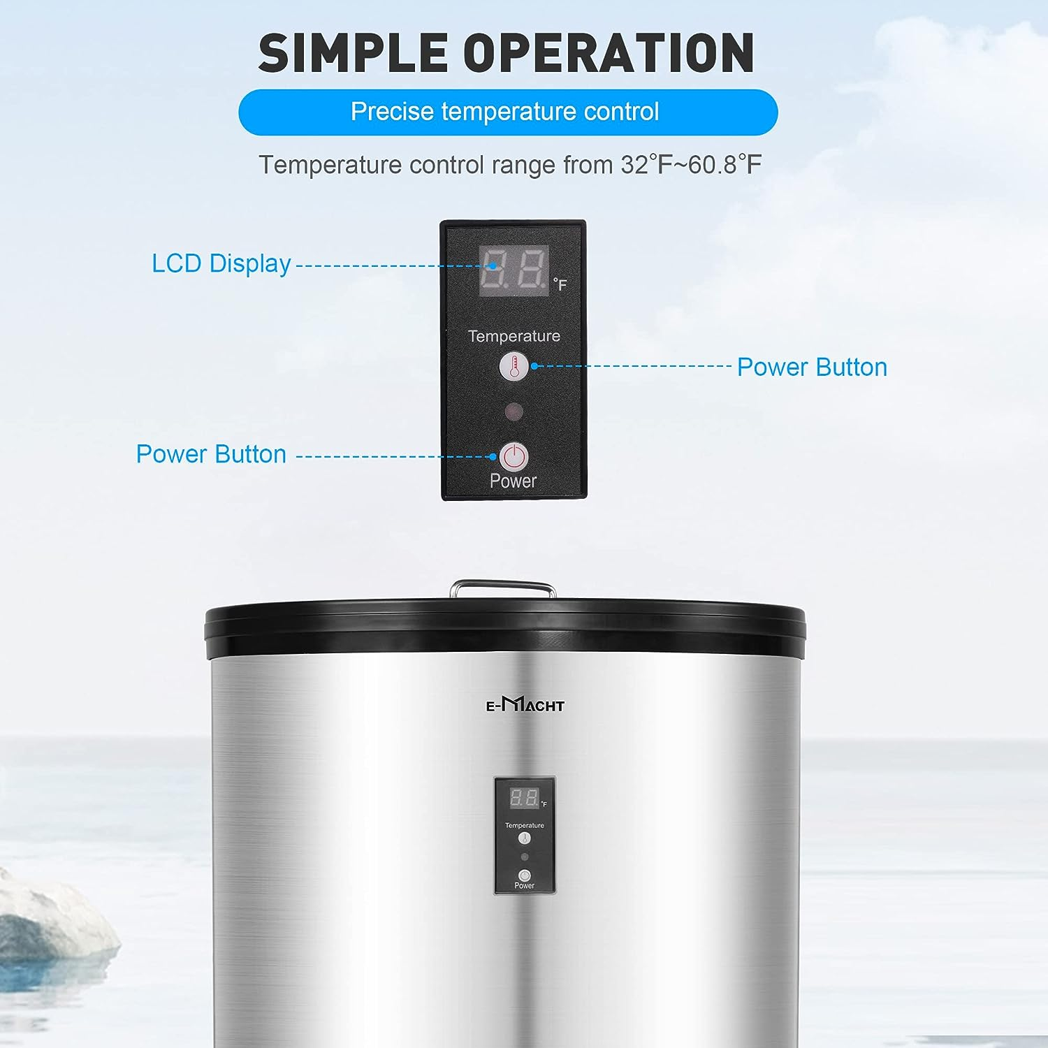 E-Macht 1.8 Cu.Ft Beverage Refrigerator Party Cooler Fridge with 4 Universal Wheels, Removable Baskets & LCD Display