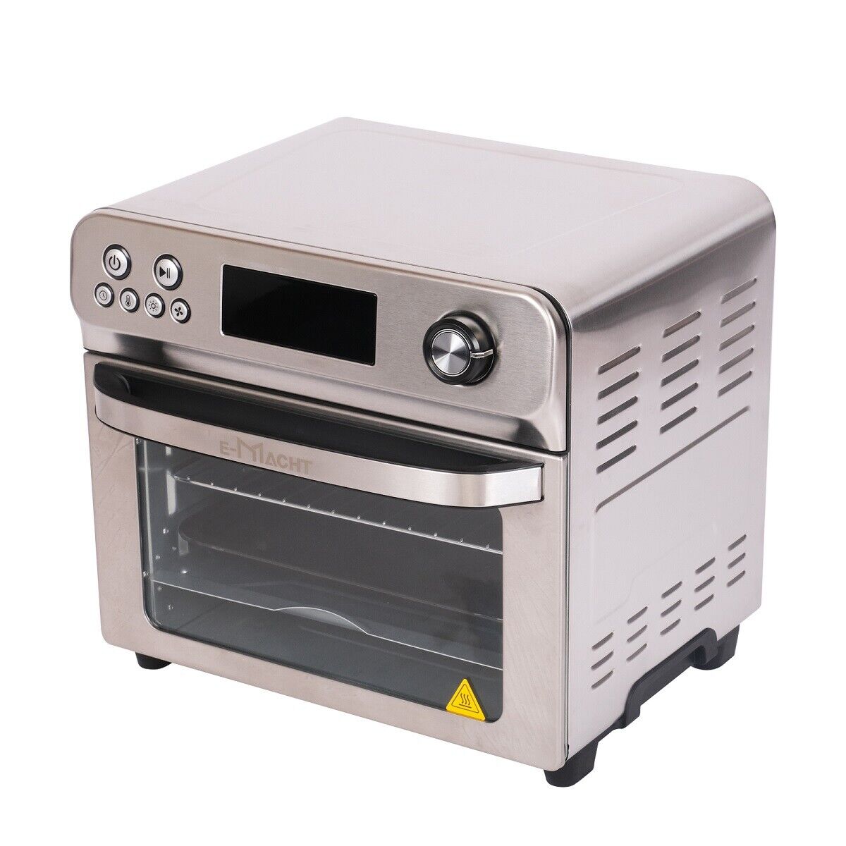 E-Macht Air Fryer Toaster Oven, 24 QT 10-In-1 Convection Countertop Oven Combination w/ 6 Accessories, Stainless Steel Finish, 1700W