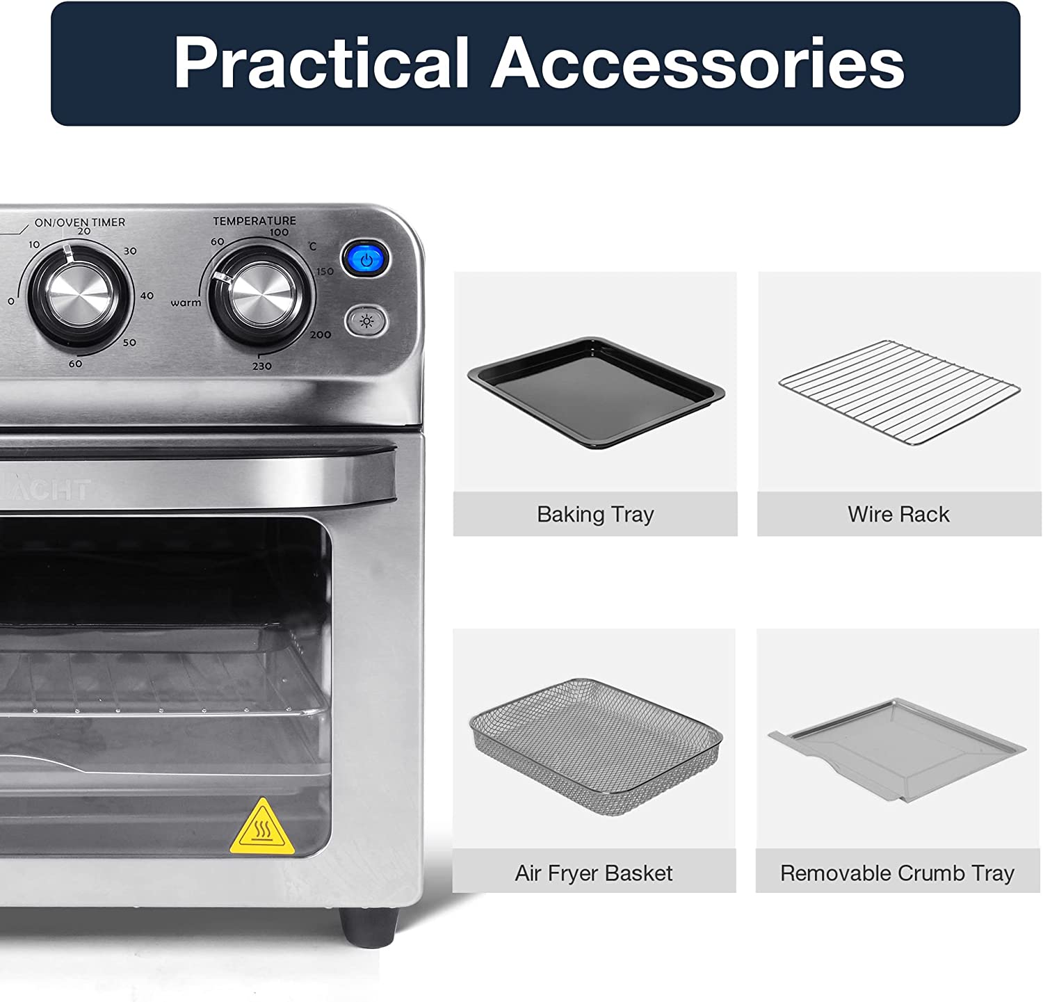 E-Macht 24 Quart Air Fryer Oven 8 Cooking Functions Stainless Steel 1800W Kitchen Small Appliance | e-macht.com