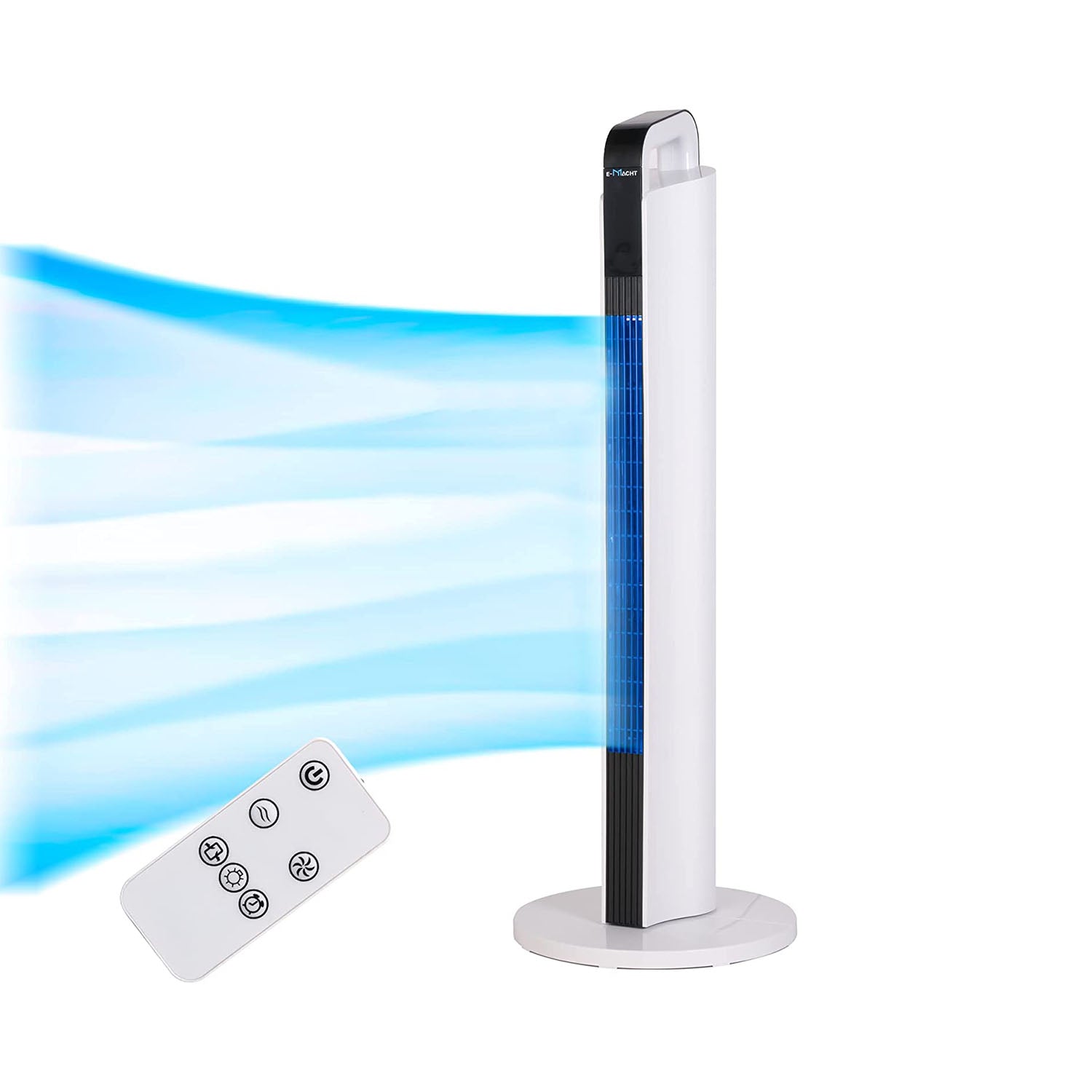 E-Macht Oscillating 35 Inch Smart Electric Standing Bladeless Fan Tower Fan with Remote & Auto-off Timer