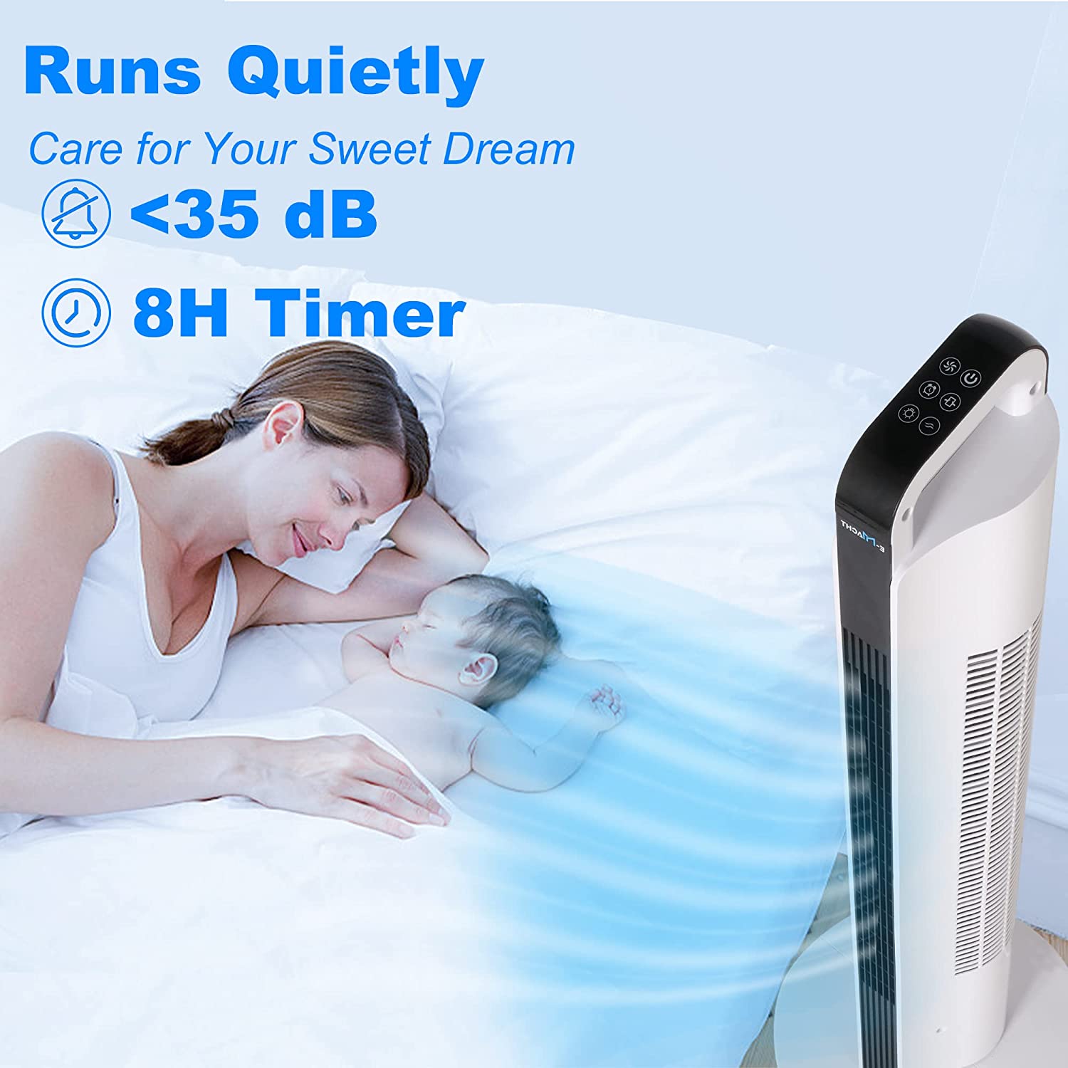 E-Macht Oscillating 35 Inch Smart Electric Standing Bladeless Fan Tower Fan with Remote & Auto-off Timer