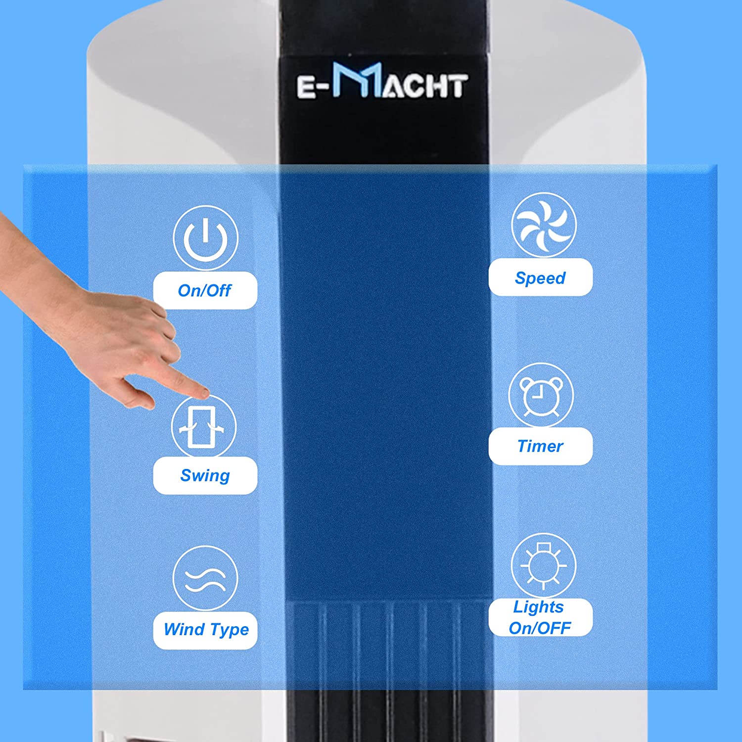 E-Macht Oscillating 35 Inch Smart Electric Standing Bladeless Fan Tower Fan with Remote & Auto-off Timer