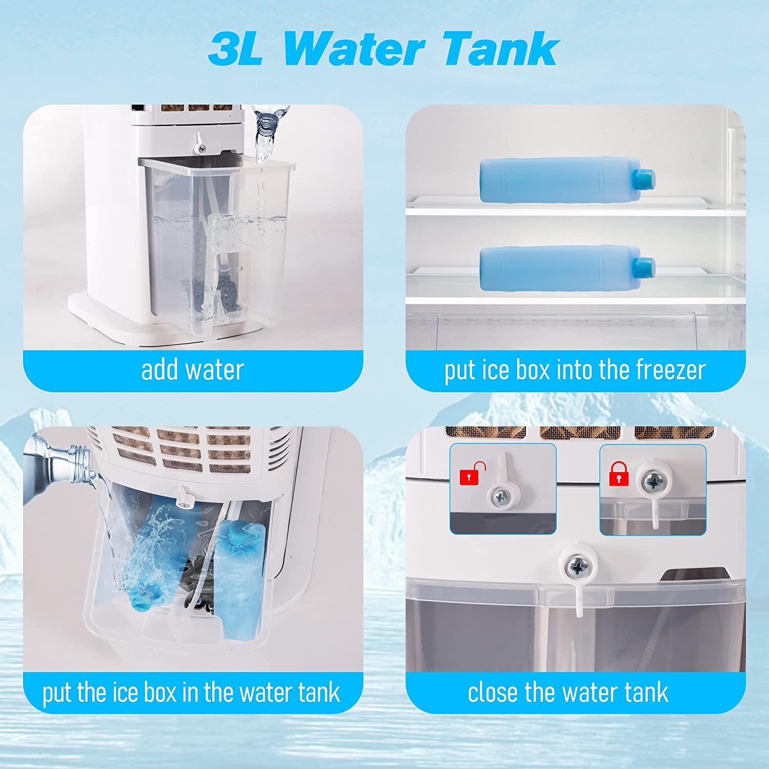 E-Macht 3-in-1 Evaporative Air Cooler Portable Bladeless Tower Fan Air Conditioners 3 Speeds & 3 Modes