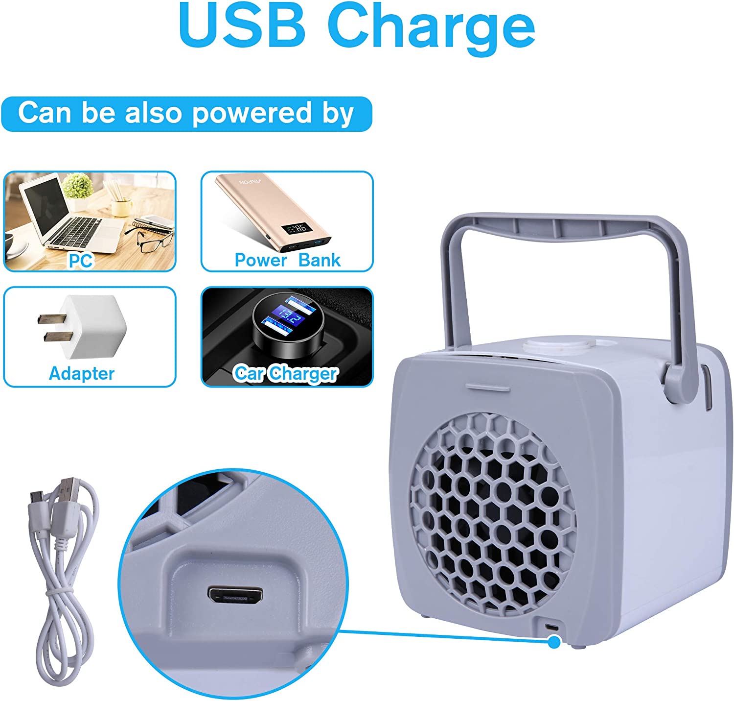 E-Macht Portable Evaporative Air Conditioner Cooler Small Cooling Fan with USB Charge | e-macht.com