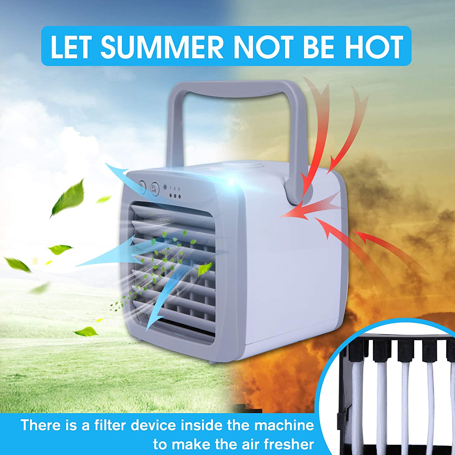 E-Macht Portable Evaporative Air Conditioner Cooler Small Cooling Fan with USB Charge | e-macht.com