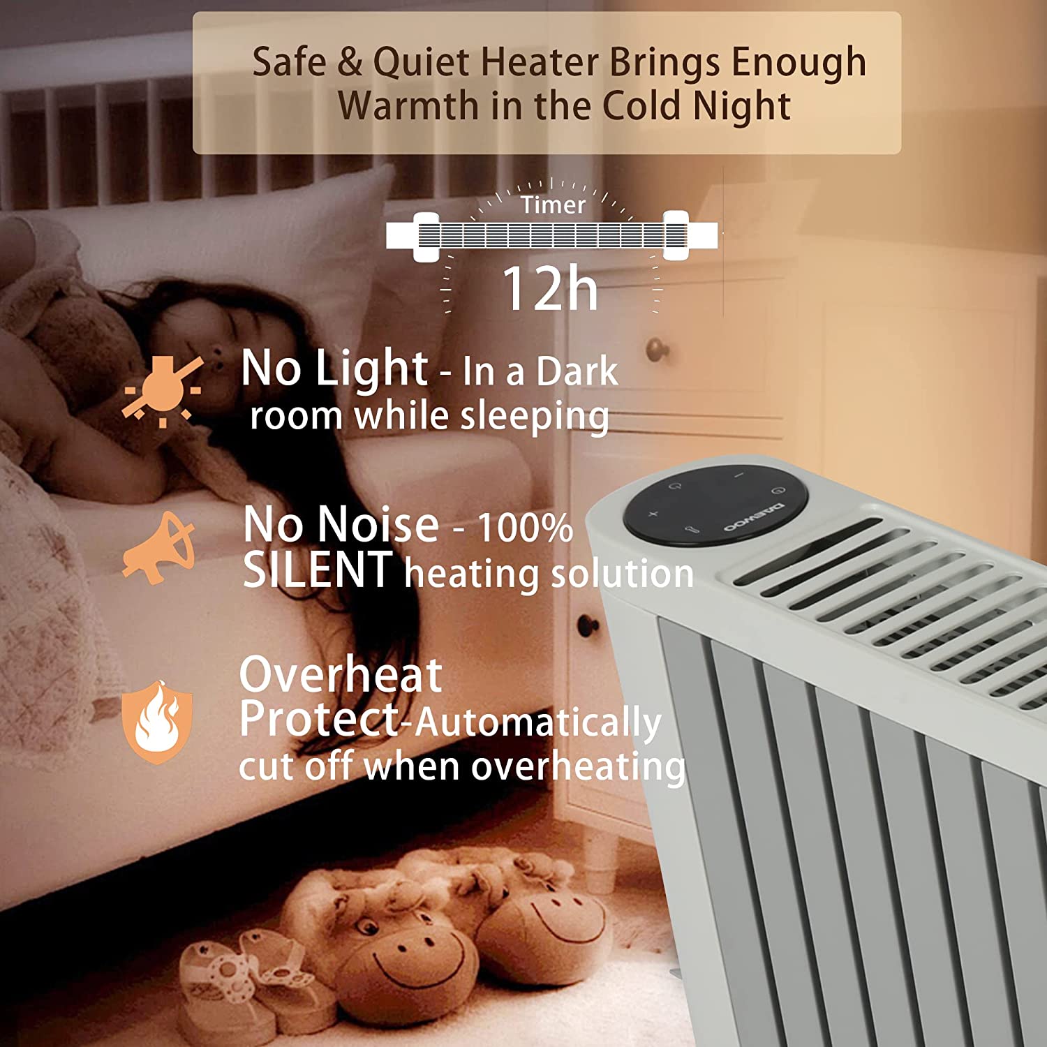 Electric Baseboard Heater 1500W Convection Heater w/ LED Digital Display for Large Home