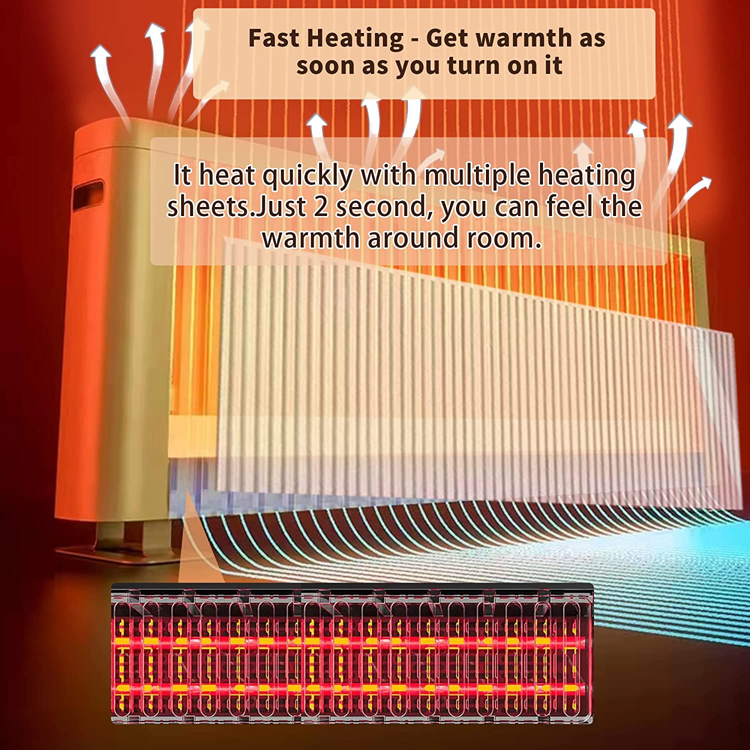 Electric Baseboard Heater 1500W Convection Heater w/ LED Digital Display for Large Home