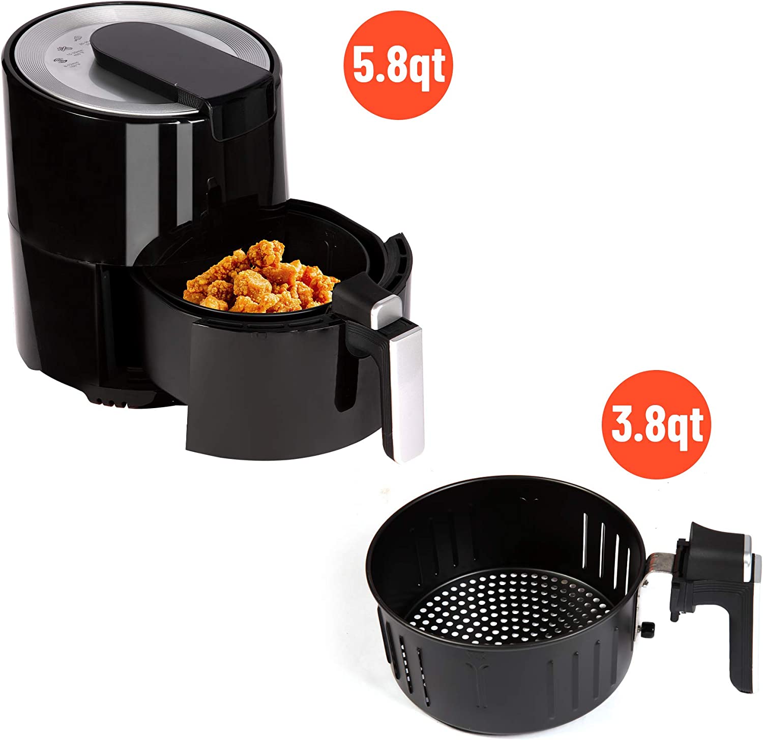 E-Macht 3.8 Quart Air Fryer, Electric Hot Oven Oilless Cooker with LCD Digital Screen