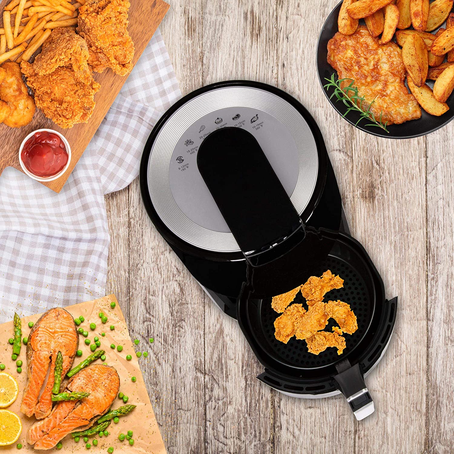 E-Macht 3.8 Quart Air Fryer, Electric Hot Oven Oilless Cooker with LCD Digital Screen