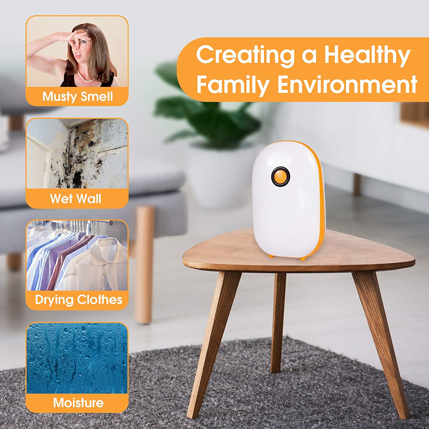 E-Macht 2200 Cubic Feet Small Dehumidifiers 1100ml Auto Shut Off Portable Quiet Dehumidifiers | e-macht.com