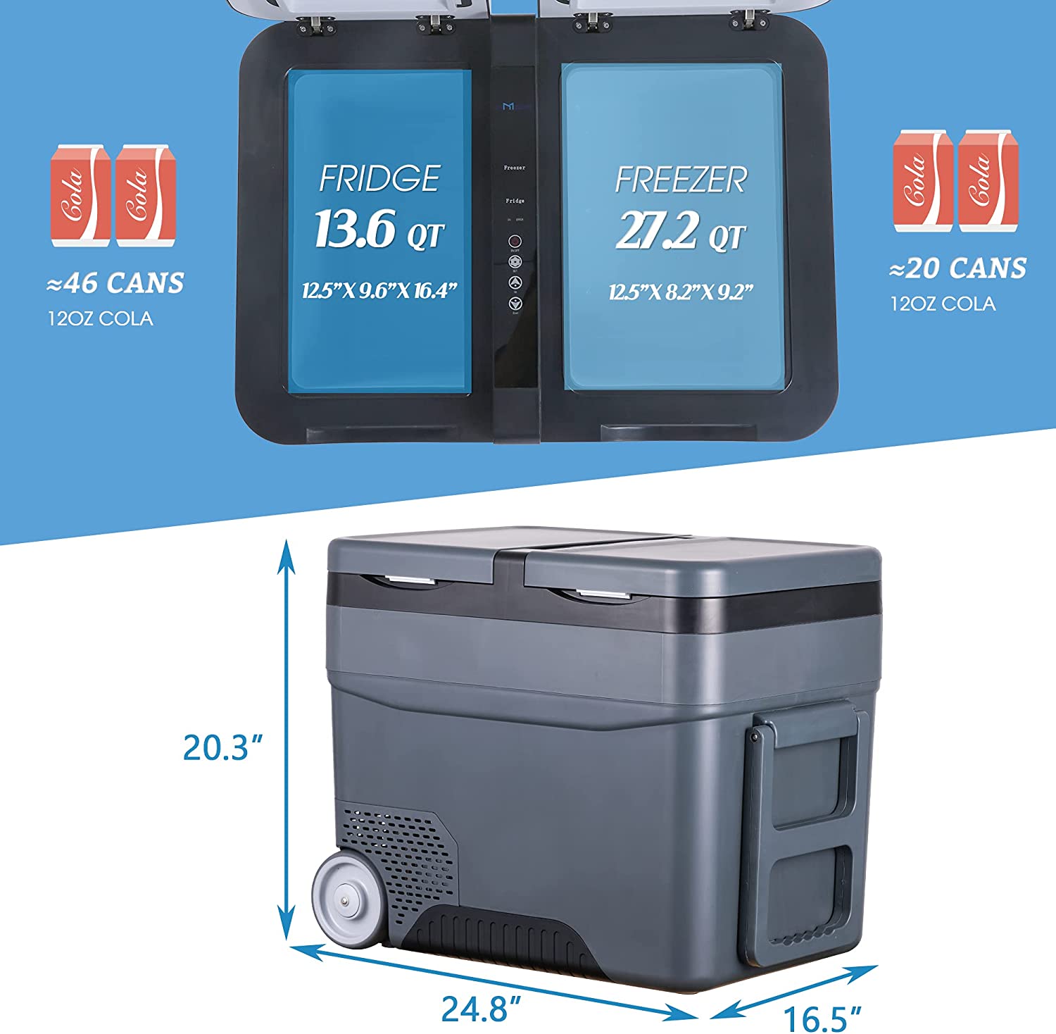 E-Macht 45L Car Refrigerator Mini Portable Camping Travel Fridge Electric Cooler