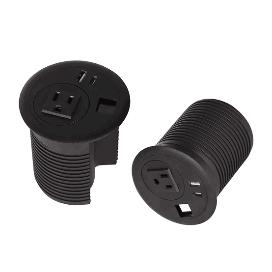 E-Macht Desktop Power Grommet Outlet with USB, Recessed Power Strip with AC Outlet & USB(Type A & Type C) & Receptacle Outlet(RJ45, HDMI)