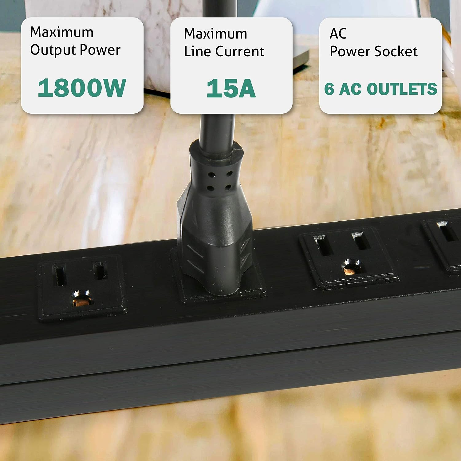 E-Macht Long Power Strip Surge Protector, 6 Outlets Metal Outlet, Wall Mountable, 6 ft Long Extension Cord, 2 Pack