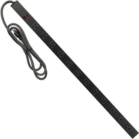 E-Macht Power Strip, Mountable Surge Protector with Outlets and USB Ports 6 Feet Long Extension Cord for Home, Office -Black (1, 12 outlets)