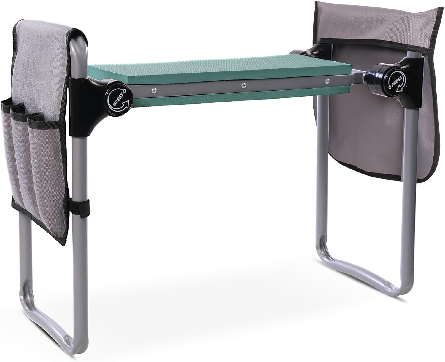 Ergonomic Garden Kneeler and Seat, Foldable Gardening Stool with 2 Tool Pouches and Kneeling Pad