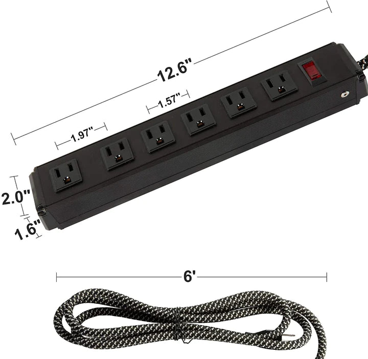 E-Macht Surge Protector Power Strip with Outlets and USB Charging Ports 6-Foot Cord for Home, Office -Black (2, 6 outlets)