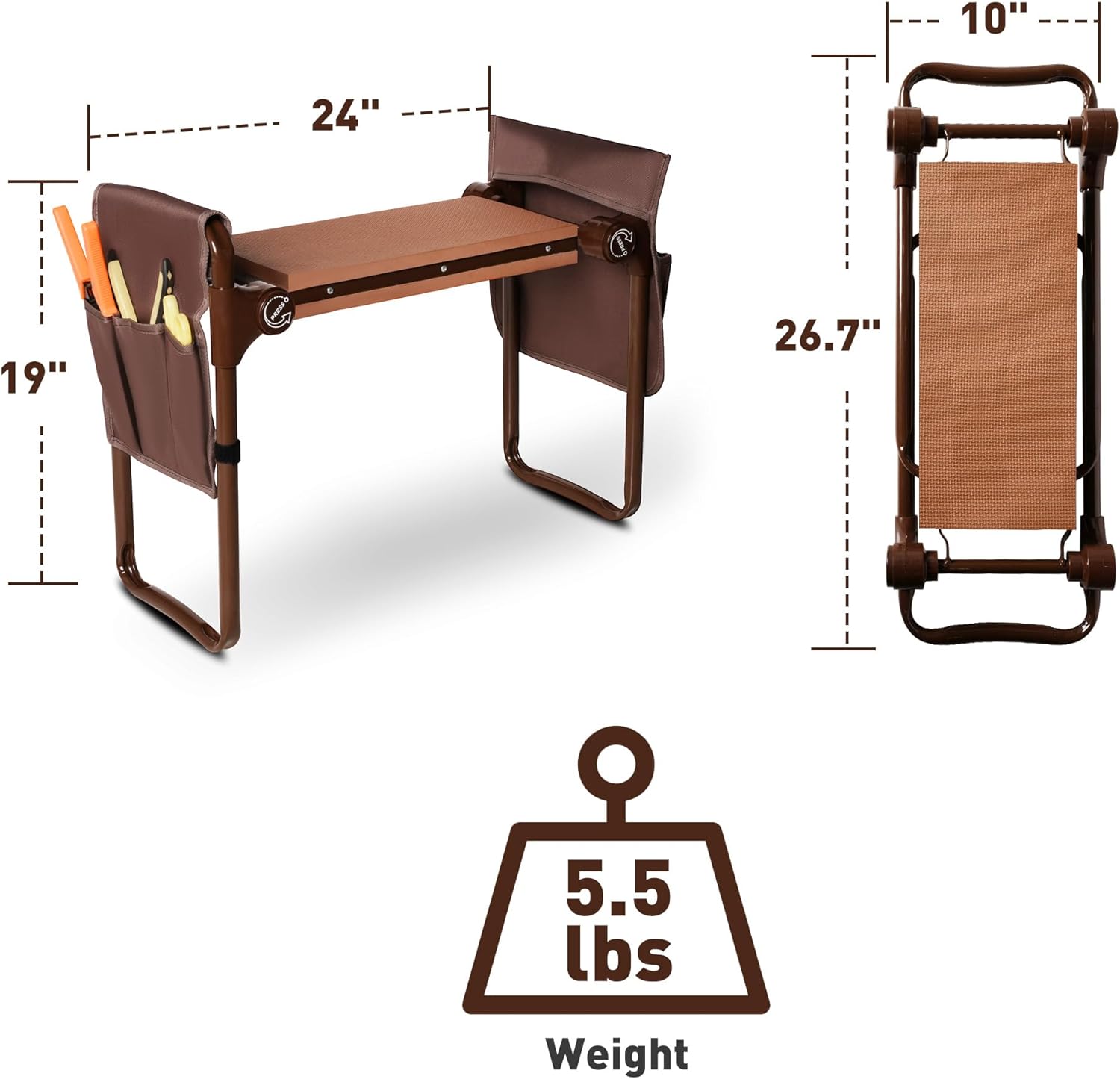 Ergonomic Garden Kneeler and Seat Bench Garden Workseat Folding Gardening Bench