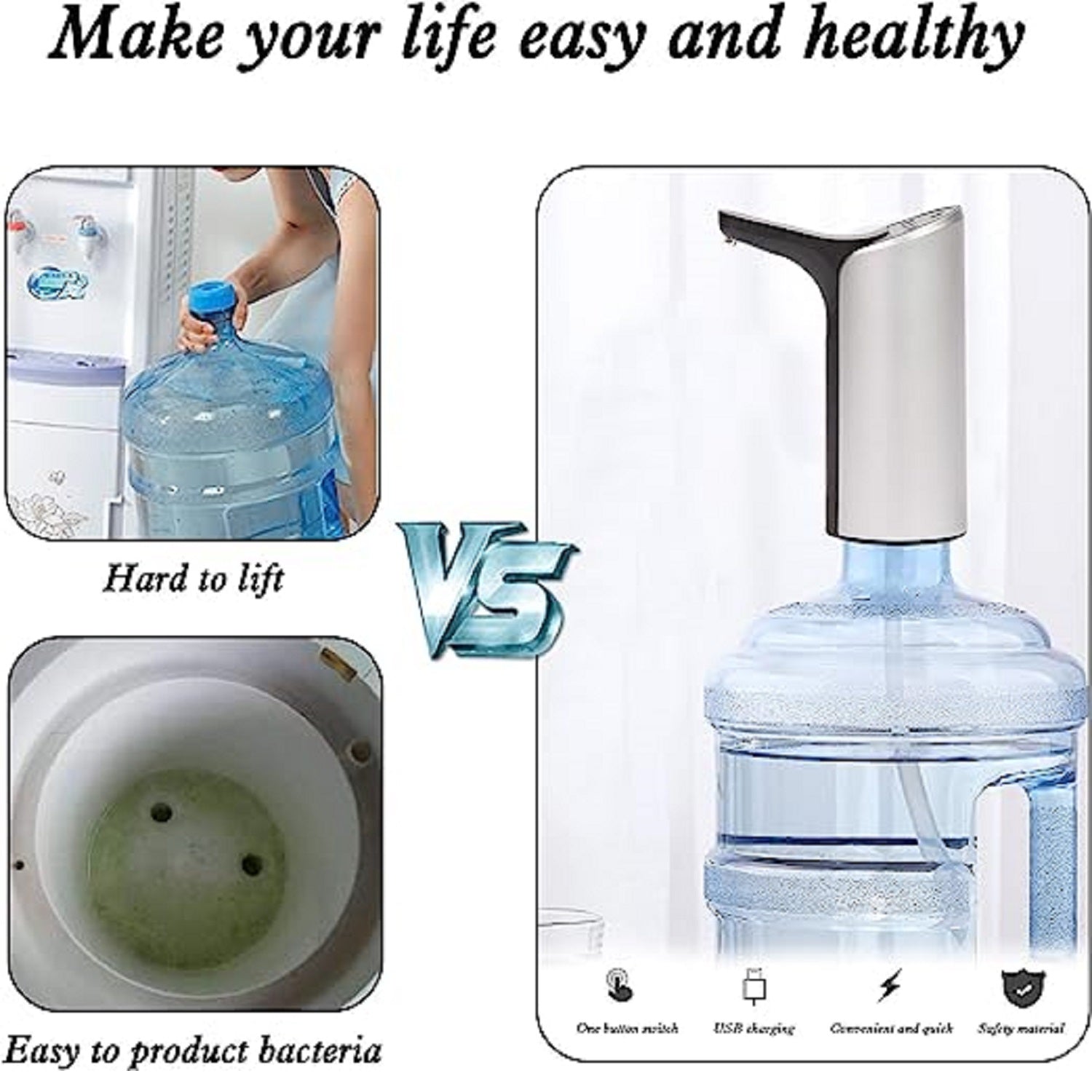 E-macht Electric Pump, USB Charging 4 Cases of Portable Water Dispenser