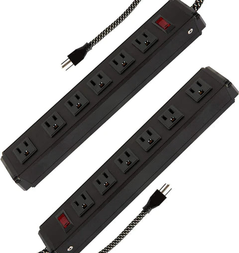 E-Macht Surge Protector Power Strip with Outlets and USB Charging Ports 6-Foot Cord for Home, Office -Black (2, 6 outlets)