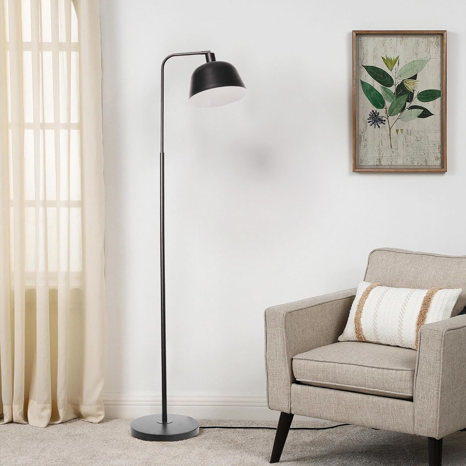 Standing Floor Lamps with 8W LED Bulb, Foot Switch & Adjustable Head, Black