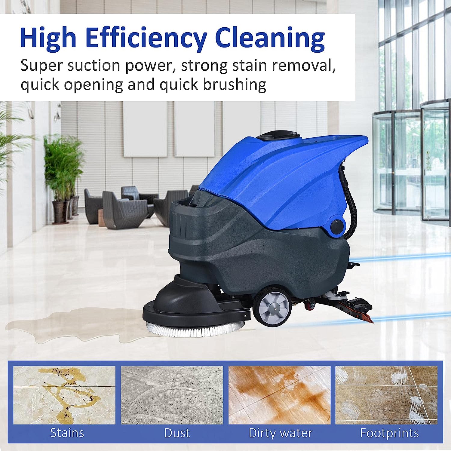 E-Macht Electric Walk Behind Auto Floor Scrubber, 20.8" Brush Diameter | e-macht.com