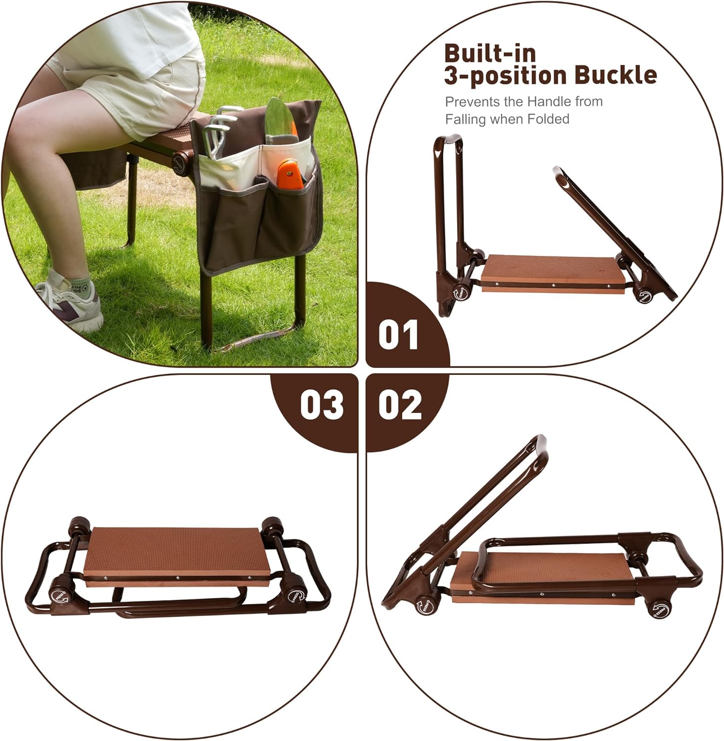 Ergonomic Garden Kneeler and Seat Bench Garden Workseat Folding Gardening Bench